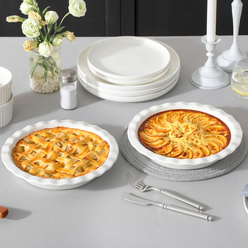 MALACASA Ceramic Pie Pan, Pie Pan for Baking 9 Inch,40