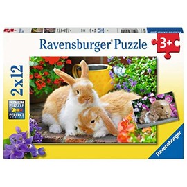 RAVENSBURGER PUZZLE Ravensburger 05144 Little Cuddle Time 05144 Small 2 x 12 Pieces Children's Puzzle for Children from 3 Years Yellow