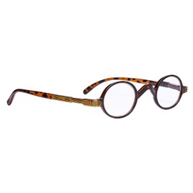 Eyekepper Los lectores Spring Temple Vintage Mini pequena Oval redonda Gafas de lectura Tortoise +4.00