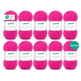 Gründl Pack of 10 Balls, Acrylic, Grundl Lisa Premium uni 50g – Pink 04, 10x 50g
