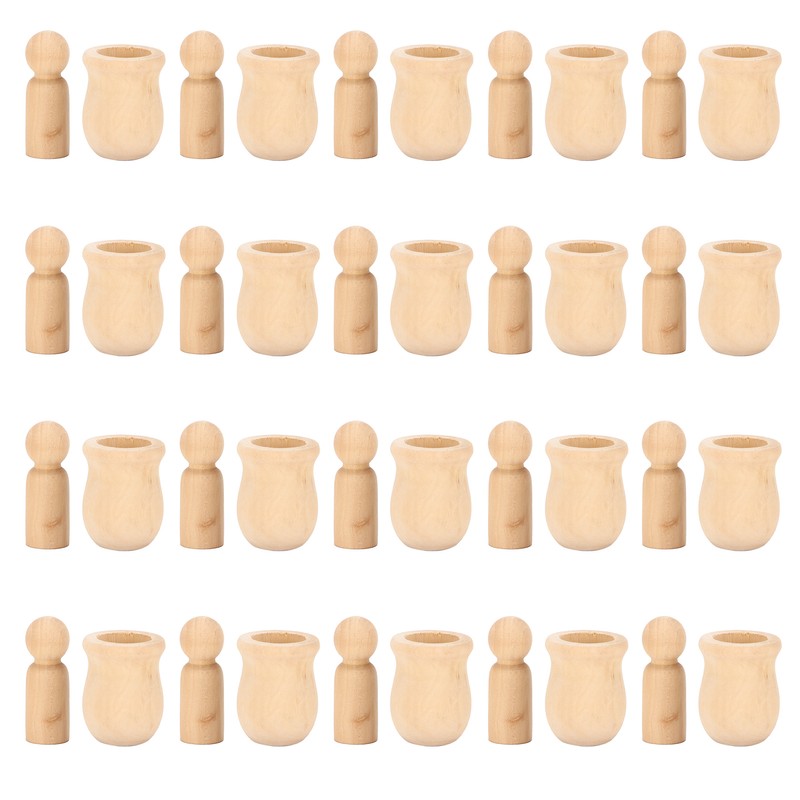 40Pcs Wooden Pegs Natural Unfinished Develop HandsOn Skills Wood Crafts