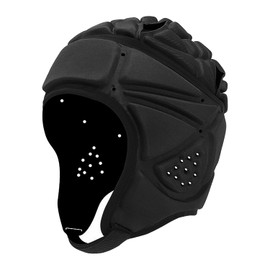 Soft Shell Helmet Soccer Headgear Rugby Headguards, 7v7 Rugby Helmet Soft Padded Headgear, Adjustable Breathable EVA Foam Impact Resistant for Youth Adults (Black, Medium)