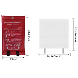 TechBest Fire Blanket Kitchen Fire Blanket - 1m x 1m Fibreglass DIN EN 1869:2019 Fire Blanket for Car School Fireplace BBQ Office Garage Welding Warehouse 1 Pack