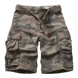 GSGGIG Cargo Short for Men Relaxed Fit Camo Outdoor Hiking Work Cotton Casual Shorts with 9 Pockets No Belt DK001 Deep Camo 36