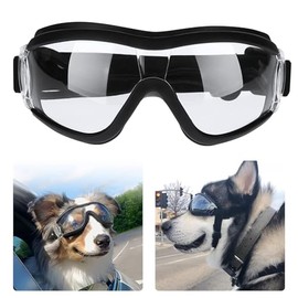 Gafas de Sol para Perro, Transparente, Ajustables | Perros Medianos y Grandes, Protección UV, Impermeable, A Prueba de Polvo, A Prueba de Nieve