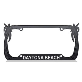 Custom Brother - Daytona Beach Palm Tree Design Quality Black Metal Car SUV Truck License Plate Frame p27