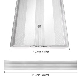 Orechic 5″Wide Sturdy Thicken Aluminum Threshold Strip, Stylish Floor Transition Strip Door Threshold for Commercial High Traffic Places, Size 36in×5in×0.25in (Silver)