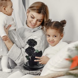 AINYROSE Anniversary Birthday Gifts for Women Rose Flower Gifts for Christmas,Preserved Rose Birthday Gifts for Women Grandma Mom, Mother Day Mom Gifts from Daughter Son (Black)