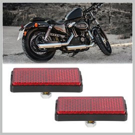 RATCHROLL Pair M6*1.0 Red Rectangle Universal Screw Mount Reflective Warning Reflector for Motorcycle Bike 56mm Length Replacement Car Parts