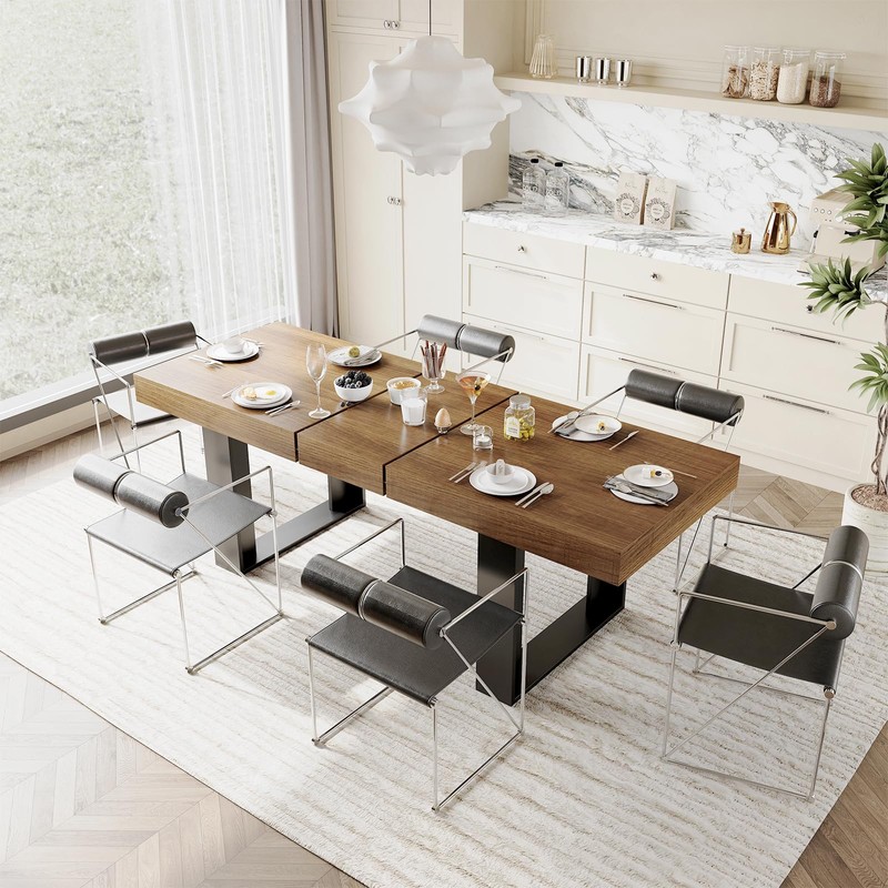 STHOUYN Farmhouse Rustic Extendable Dining Room Table for 8 10,