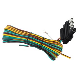 25FT Trailer Wiring Harness 4 Wire,18AWG 4 Pin Flat Plug Trailer Wire for Electrical Connections,Color-Coded Wishbone Trailer Wiring Harness Kit for Operation of Trailer Lights