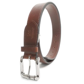 Finplus Lee 01206004 Men's Belt, 1.4 inches (35 mm), 46.7 inches (119 cm), Synthetic Leather, Roller Buckle, Basic, dark brown