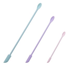 Ruwado 3 Pcs Makeup Spatula Multi Size Silicone Reusable Multi Purpose Tiny Spatula Set for Thin Jar Kitchen Food Cosmetic Bottles Beauty Cream Lotion Shampoo (Multi Size)
