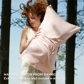 Bedsure Cooling Pillow Case King Size 2 Pack, Rayon Derived from Bamboo Pillowcases for Hot Sleepers, Soft & Silky Pillow Covers with Envelope Closure, Gifts for Women Men, Pink, 20x36 Inches