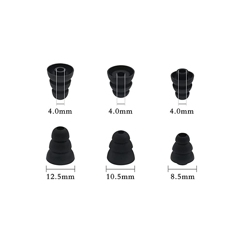 ALXCD Triple Flange Ear Tips, 6 Pairs S/M/L Sizes Triple