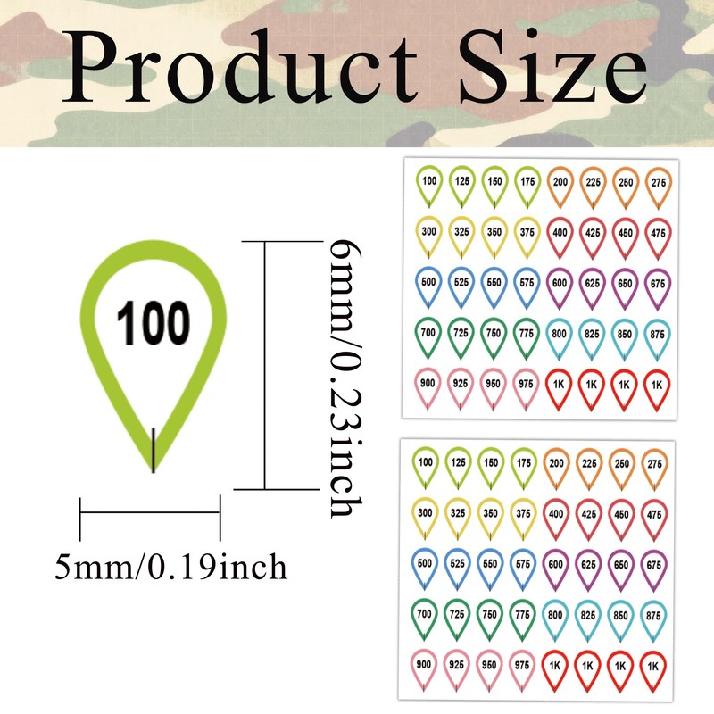 10 Sheets 0.23×0.19 Inch Scope Dope Stickers