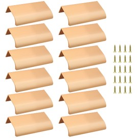 Qjaiune Back Mount Finger Edge Pull 80mm/3.15", Aluminum Hidden Handle Concealed Tab Pulls for Home Kitchen Living Room Door Drawer Cabinet (12Pcs, Gold)