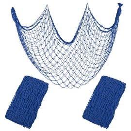 Decorative Fishing Net 80x40 Inch,YuanDe 2 Pack Peacock Blue Picture Fish Net, Wall Photo Hanging Fishnet for Nautical Mermaid Pirate Ocean Themed Hawaii Beach Under The Sea Party Decorations