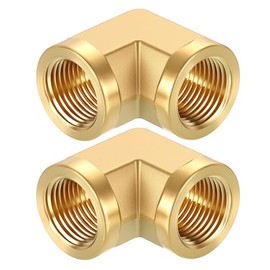 Kozelo Pack of 2, 90° 3/8" NPT Female to 3/8" NPT Female Solid Brass Hose Fitting