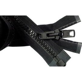 (190cm , Black) - Bimini Top 10 Black Marine Double Pull Zipper 190cm YKK Zipper Reversible Moulded with 2 Heads Separating