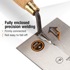 KSEIBI 281380 Narrow Bucket Brick Trowel Wooden Handle Square Tip Bricklaying Trowel (8Inch-200mm)