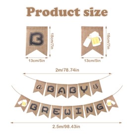 1 Set A Baby is Brewing Party Banner, Burlap Baby Shower Party Banner Pre-Struing Tea Party Gender Reveal Decoration for Garland Fireplace Pregnancy Celebration (Black Letter)
