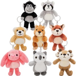 MaoGoLan 8Pcs Keychain Plush Toys,Mini Bulk Forest Stuffed Animal Set for Pendant,Carnival,Kindergarten Gift,Classroom Prizes,Ornament for Goody Bag