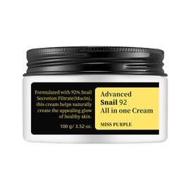 MISS PURPLE Snail Mucin 92% Face Moisturizer, 3.52 Oz, Lightweight Moisturing Cream for Soft, Glowy Skin