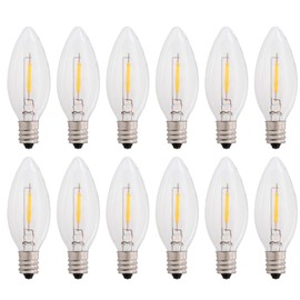 Creative Hobbies LED Replacement Light Bulbs for Electric Candle Lamps, Window Candles, Chandeliers - 7 Watt Equivalent Candelabra, Clear, Steady Burning, 120v 7w Bulb (12)