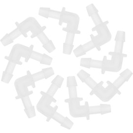 10 Pcs Reducing Elbow Aquarium Accessories - 90 Degree Right Angle Plastic Tube Connectors, Air Pump Hose Adapter, Barbed L-Shaped Joint, Mender Fittings for Water, Fuel, Gas, Liquid,Boat (White PP)