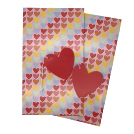 Gift Wrapping Paper and Tags - 24 Sheets Pink Rainbow Heart Recyclable Gift Wrap & Heart Shaped Gift Tags for Birthday, Valentines, Anniversary