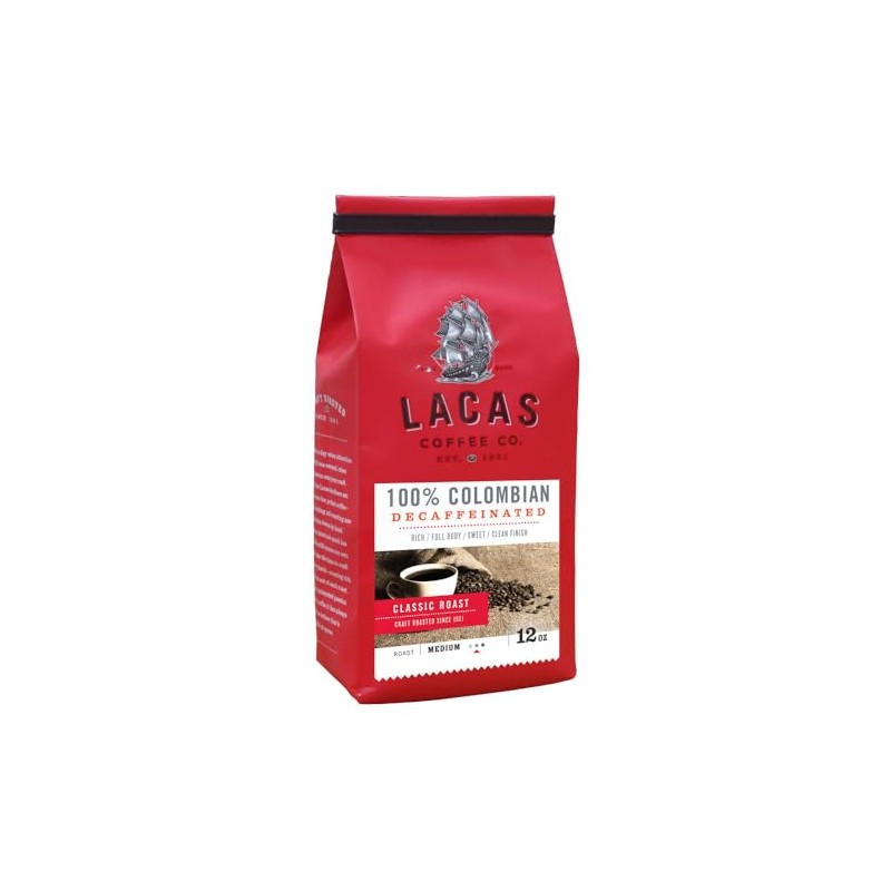 Lacas Coffee Company 100% Colombian Decaffeinated Whole Bean 12 oz.