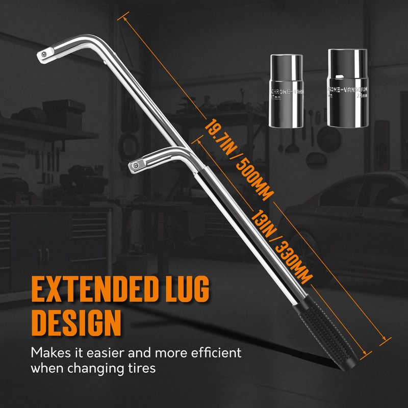 TONDA Telescoping Lug Wrench, Tire Iron Lug Nut Removal Tool