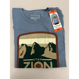 GENERAL STANDARD Men's Graphic T-Shirt Tee Zion National Park Utah US, Blue, XXL