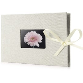 Fabmaker Small Photo Album 4x6, Picture Album Holds 24 Horizontal Photos, Linen Fabric Cover Picture Book for Photos with Front Window, Mini Brag Book Photo Books for Weddings Family Boudoir