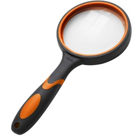 Audamp Audamp Lupe Handlupe 75 MM Echtglas-Lupe bruchsicherer Vergrößerungsspiegel (Orange)