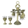 6Pcs Chinese Chalice Retro Style Zinc Alloy Glass Embossed Flower