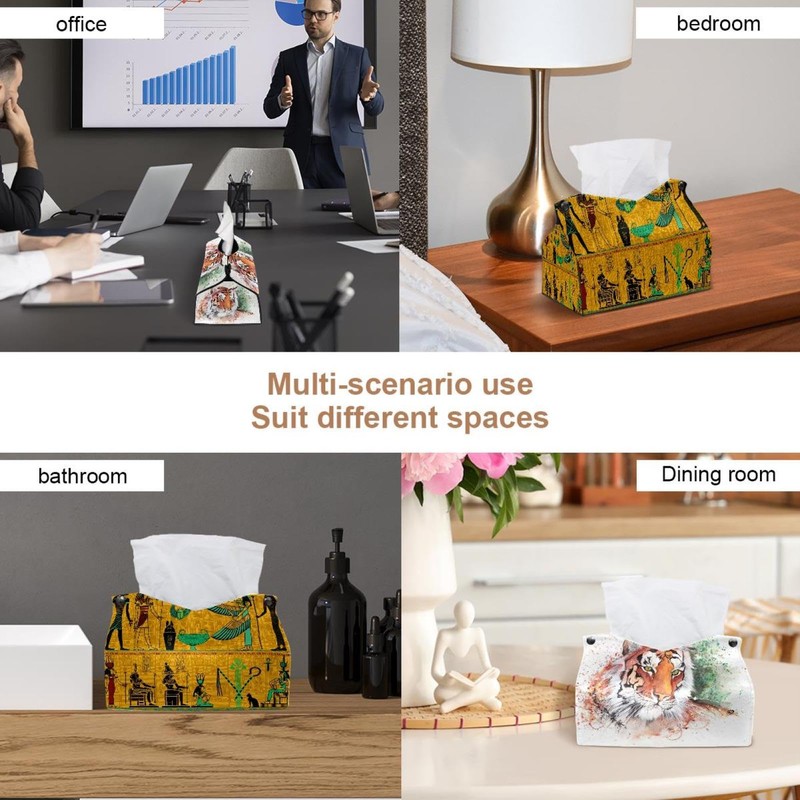2 Pack Tissue Box Cover Holder, Ancient Egyptian Deities Rectangle
