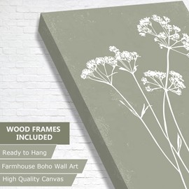 Framed Farmhouse Flower Pictures Wall Art, Nature Floral Pictures Wall Decor, Boho Botanical Wall Art for Bedroom Bathroom Kitchen Living Room Home (Framed, 8x10in, Set of 6)