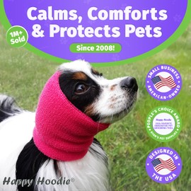 Happy Hoodie The Original Dog & Cat Calming Band - American Brand - Anxiety Relief/Noise Protection-Grooming-Thunder-Fireworks (Large, Pink) - Since 2008