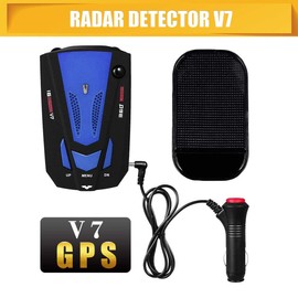 Riloer Vehicle Radar Detector, 360° Car Trucker Speed V7 GPS Radar Detector, 16 Band Camera Voice Alarm Warning