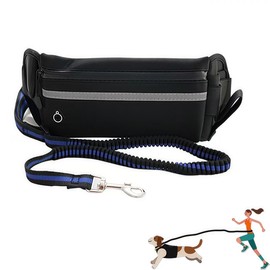 Vndnsy Hands Free Dog Lead 110-163 cm, Waist Dog Lead, with Reflective Stitching for Medium and Large Dogs for Walking or Running (Dark Black)