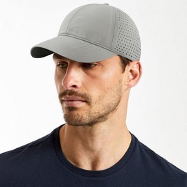 Xinveen Quick Dry Baseball Cap Curved Brim Snapback Hat Laser Cut Mesh Ball Cap Golf Ball Cap for Men Women, Light Gray, Medium