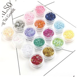 Vaguelly 16 Boxes Colors Nail Art Sequins Glitter for DIY Decoration Multi Purpose Nail Supplies for Unique Designs for Crafts Face Glitter and Home Use