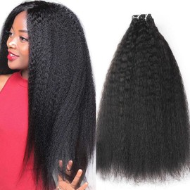 Unipearl Yaki Straight Tape Extensions, Real Hair, 55 cm / 22 Inches, 20 Pieces, 50 g, Natural Black, Invisible Skin Weft Real Hair Extensions for Women, Tape-In Extensions Real Hair