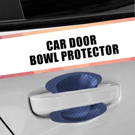 4pcs Car Door Handle Scratch Protector, Universal Car Door Handle Cup Protective Film, Carbon Fiber Car Door Handle Cover Anti-Scratch Car Stickers, Suitable for Cars, Trucks,SUVs Blue