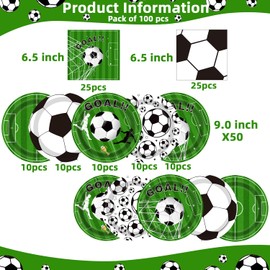 Soccer Party Decorations Soccer Birthday Party Supplies 100 Pack Soccer Party Favors Soccer Plates and Napkins for Soccer Sports Theme Birthday party Decorations