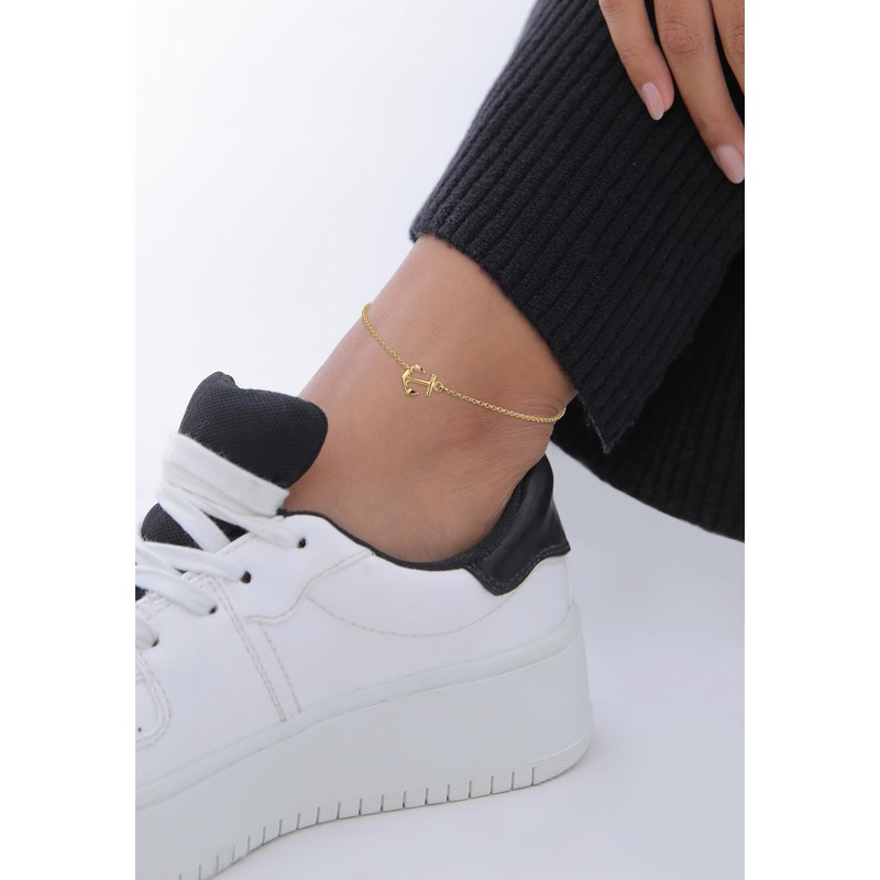 Elli Women's 925 Sterling Silver, Gold Plated Anchor Anklet