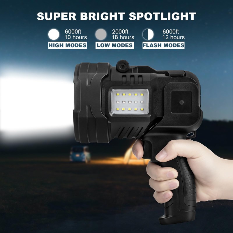 Lylting Rechargeable Spotlight, Super Bright 900,000 Lumen LED Spotlight Handheld