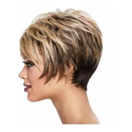 Light Moo Peluca Corta Recta Degradada Para Mujer